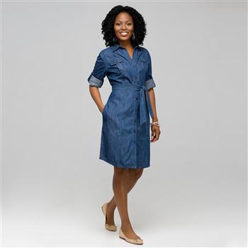 Belted Shirt Dress, , large