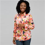 Floral Long Sleeve Roll Up Shirt, Multi, medium