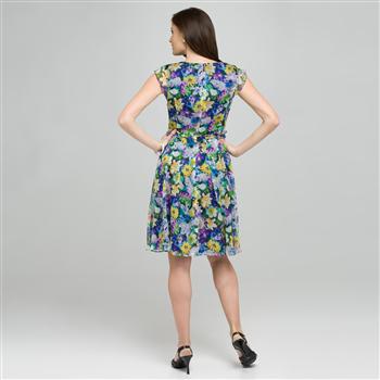 Floral Ruffly Seam Party Dress, , large
