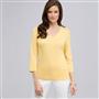 3/4 Sleeve V-Neck Top, Butter, small