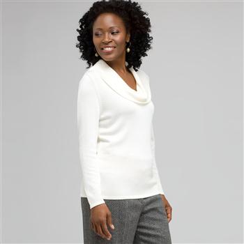 Draped Cowl Neck, Ivory, large