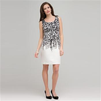 Floral Black and White Dress., , large