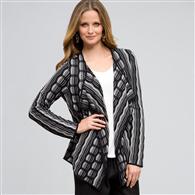 Open Front Texture Cardigan, Black & Sugar, medium