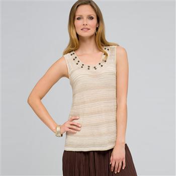 Beaded Scoop Neck Tank, , large