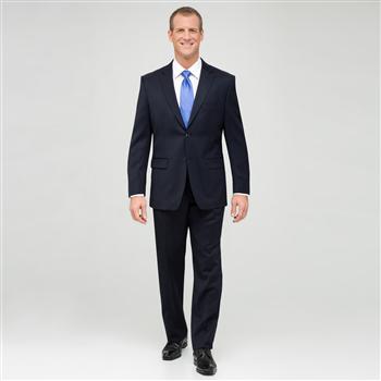 Navy Single Pleat Wool Suit, , large
