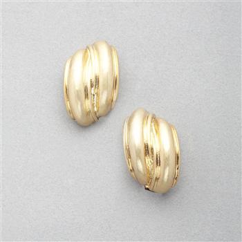 Worn Gold Curved Earring, , large