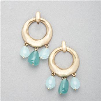 Turquoise and Gold Hoop Earring, Gold, large