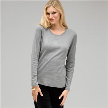 Long Sleeve Crew Neck, Grey Heather, large