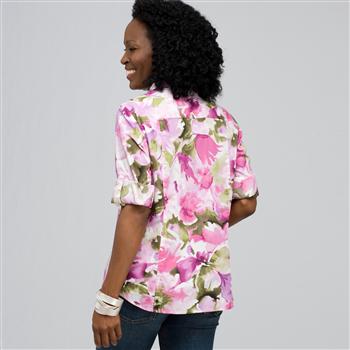 Roll Sleeve Floral Shirt, , large