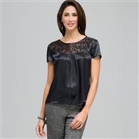 Organza Burnout Blouse, Black, medium