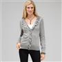 Ruffle Front V-Neck Cardigan, Grey Heather, small