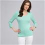 3/4 Sleeve V-Neck Top, Icy Mint, small