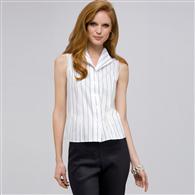 No-Iron Easy Care Double Strip Sleeveless Blouse, White Multi, medium