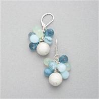 Cluster Drop Earring, Silver, medium