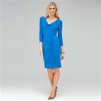 Cowl Drape Sarong Dress, Pool, large