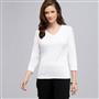 3/4 Sleeve V-Neck Top, White, small