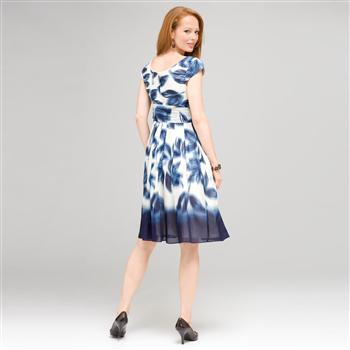 Blurred Leaf Floral Wrap Dress, , large