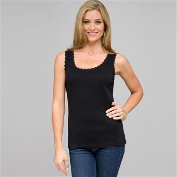 Lace Trim Tank, Black, large