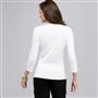 3/4 Sleeve V-Neck Top, White, small