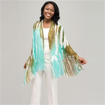 Striped Multi Color Scarf, Grey, large