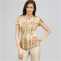 Short Sleeve Printed Blouse., Chino Multi, medium